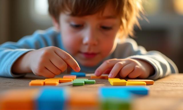 Niño resolviendo un puzzle lógico